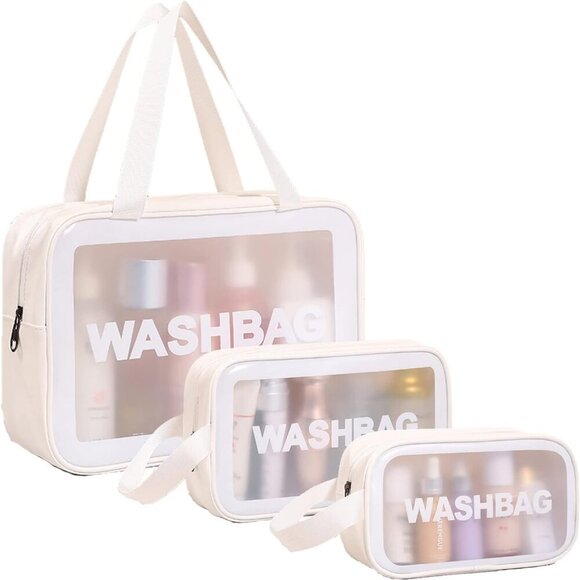 Travel Toiletry Bag for Women Men, Translucent Waterproof Travel Makeup Cosmetic - Picture 1 of 8
